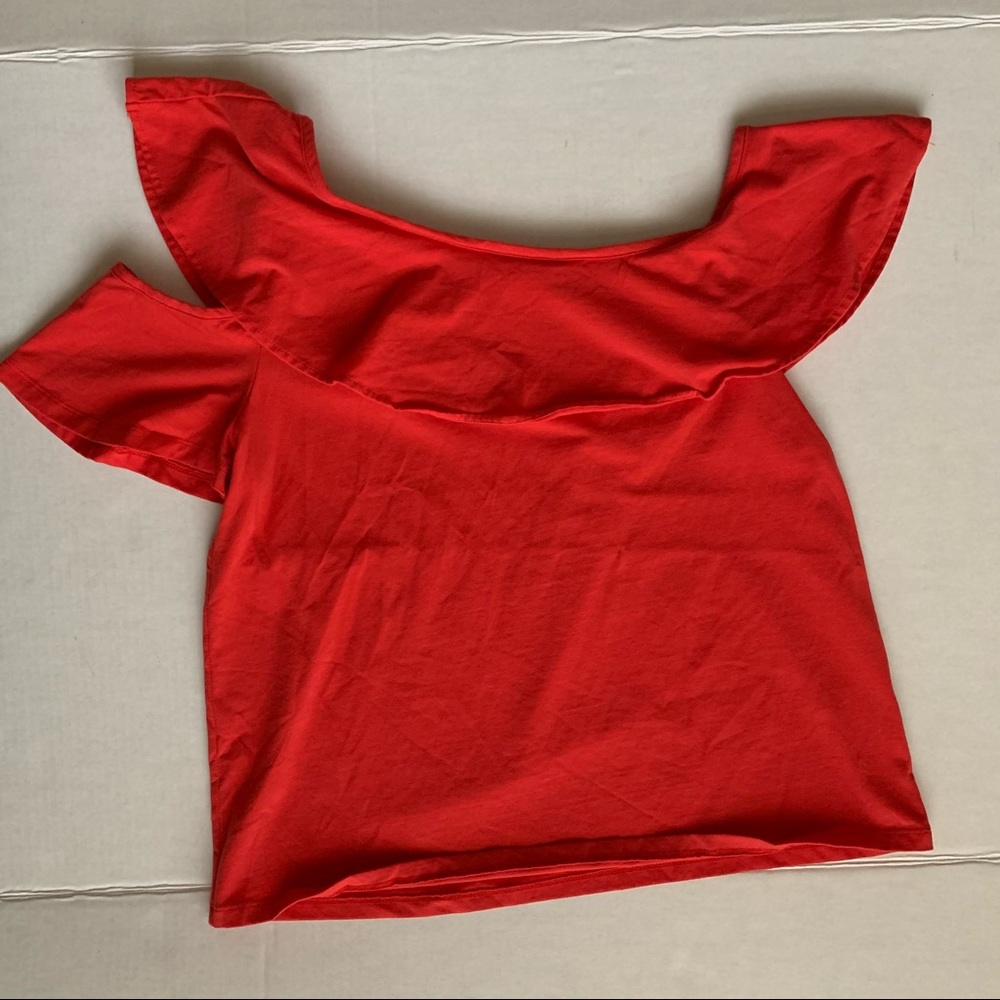 J. Crew Women's Off Shoulder Red Blouse Top.